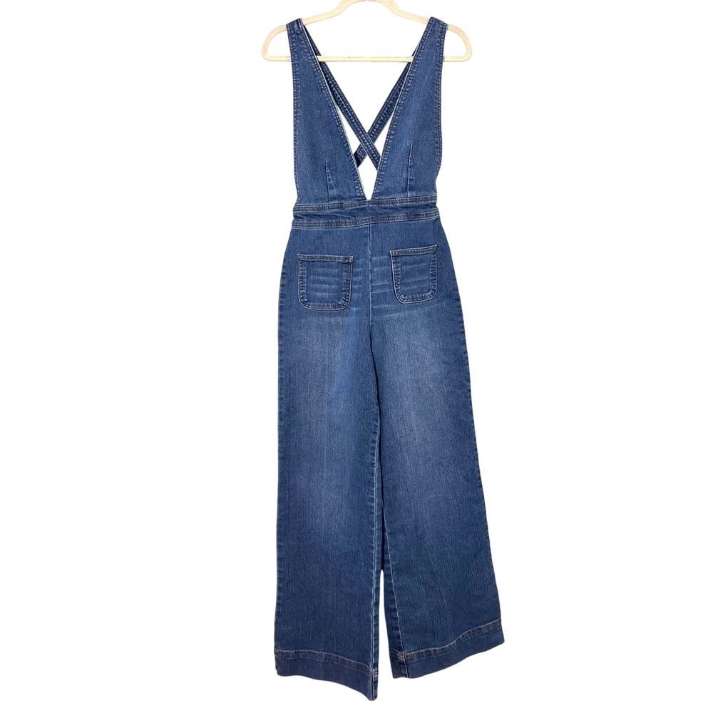 Dollhouse Denim Jumpsuit Wide Leg Crisscross Back Hipster Western Country Sz S